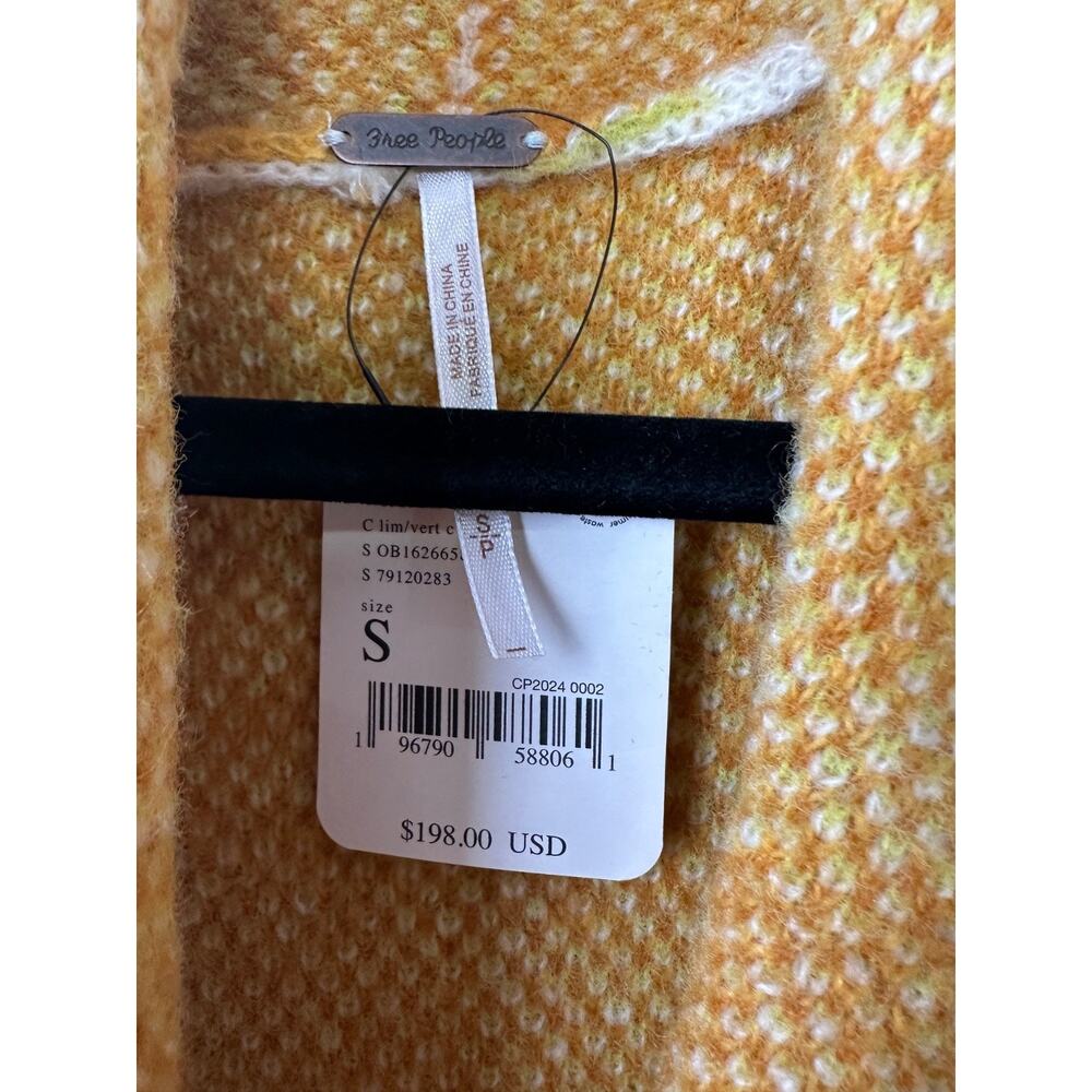 NEW Free People Women's S Bloom Oversized Cardigan CD4 Bold Floral Ivory/Lime - Picture 3 of 6
